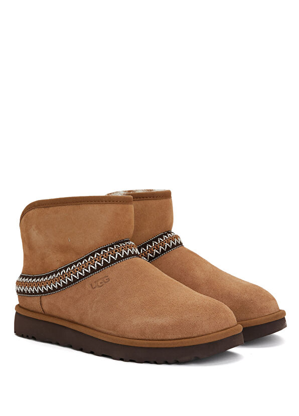 Classic Mini Crescent Taba Kadın Deri Bot - Görsel 3