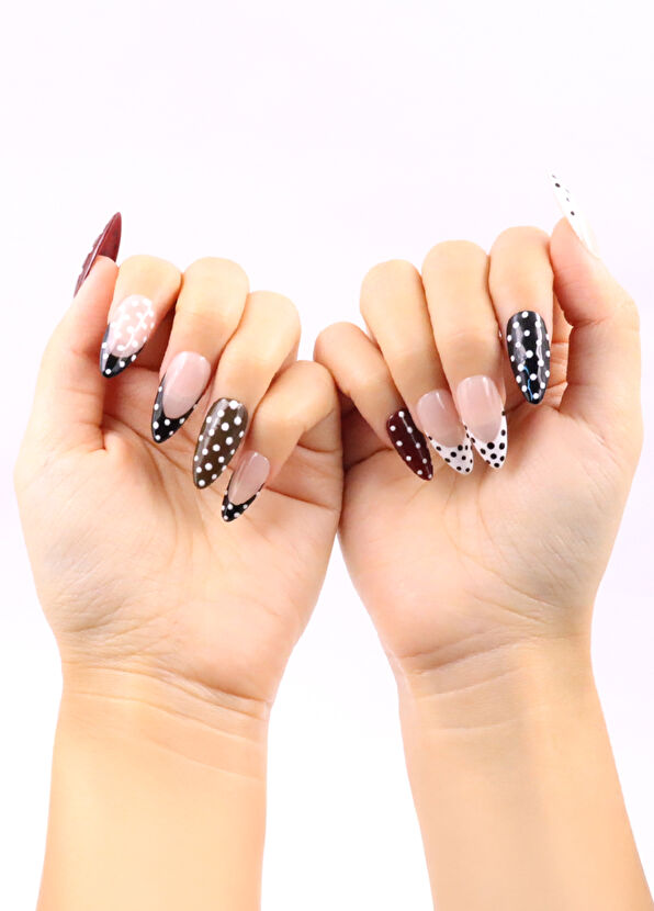 Takma Takma Uzun Badem 10'lu Renkli Protez Takma Tırnak UBD1462 - 2