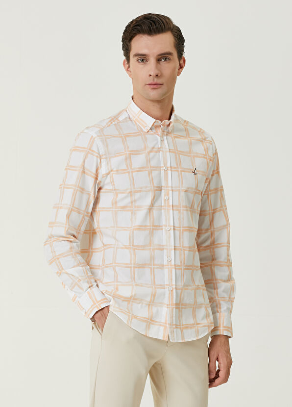 Beymen Club Comfort Fit Orange Faded Check Shirt - 1