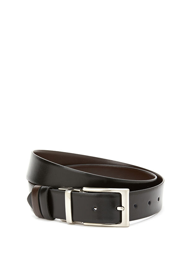 Beymen Club Siyah Kahverengi Çift Taraflı Erkek Deri Kemer - 1