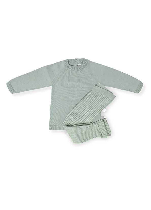 Lou Lou Ivy Mint Organik Pamuk Unisex Bebek 2'li Triko Takım  - 1