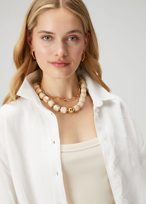 Beymen Club Cream Women's Chain Necklace - 1