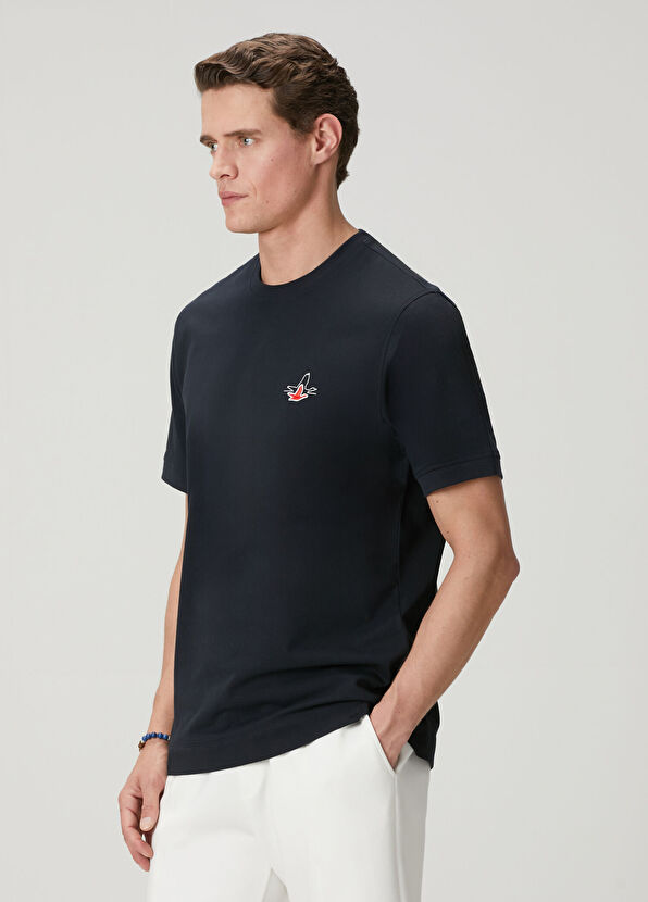 Beymen Club Lacivert Relax Fit Lycralı Pike -Tshirt - 4