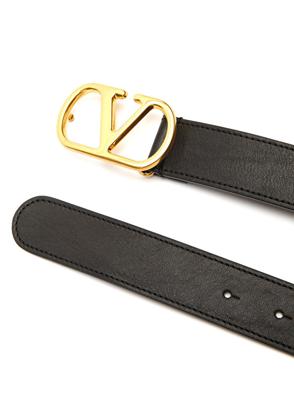 VLogo Siyah Logo Tokalı Kadın Deri Kemer - Görsel 3