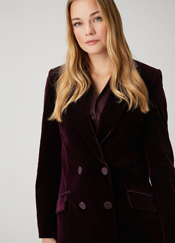 Beymen Club Plum Double-Breasted Evening Jacket - 2