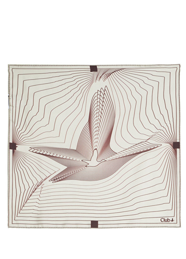 Beymen Club Beige Striped Logo Silk Scarf - 2