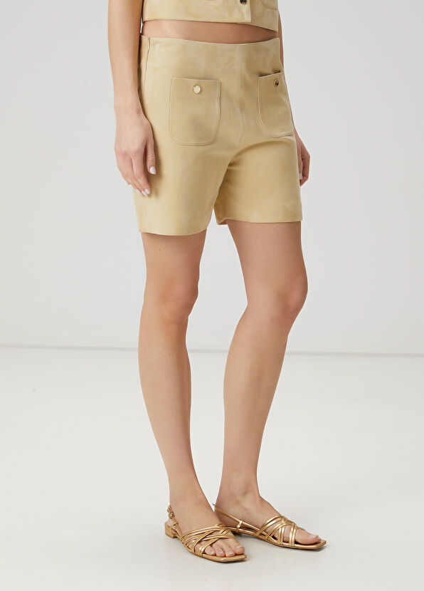 Beymen Club Cream Suede Mini Shorts - 4