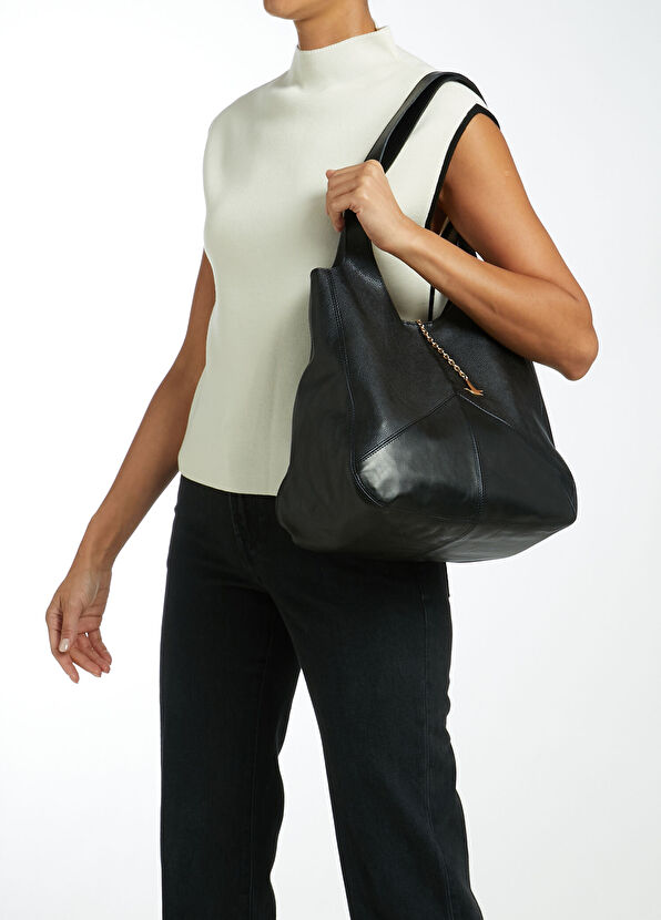 Beymen Club Patch Black Women's Leather Shoulder Bag - 2