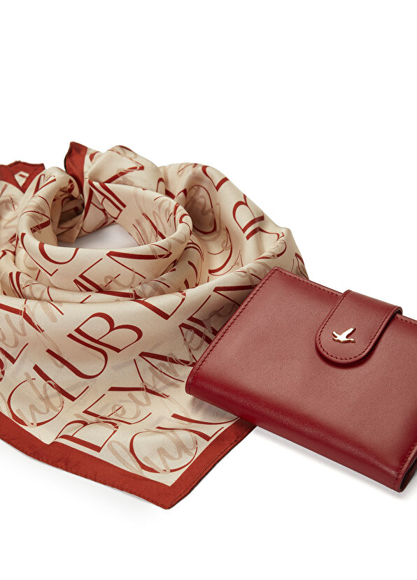 Beymen Club Red Wallet And Scarf Gift Set - 2