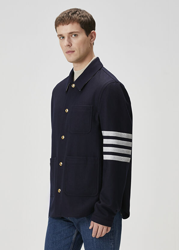 Thom Browne Lacivert Yün Dış Gömlek - 3