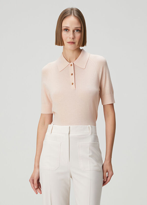 Victoria Beckham Pembe Yün Polo Triko - 1
