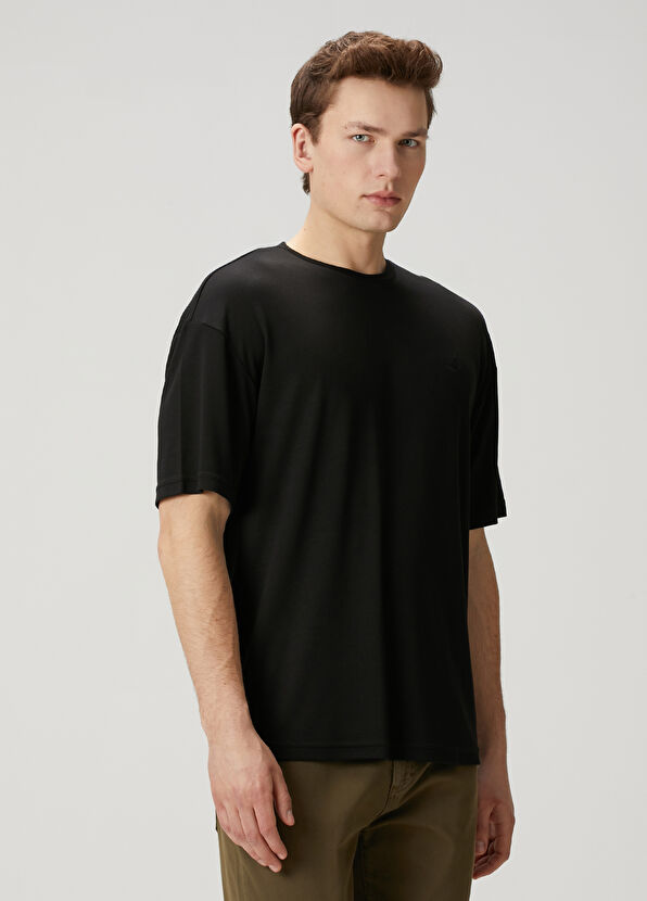 Beymen Club Black Logo Embroidered Oversized T-Shirt - 2