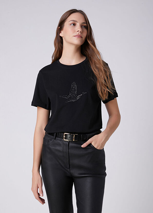 Beymen Club Siyah Hotfix Logolu T-shirt - 4