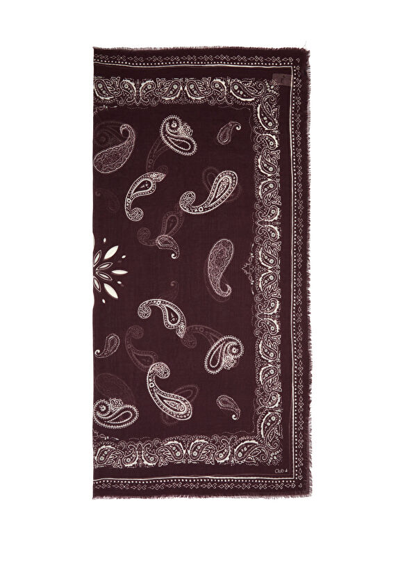 Beymen Club Burgundy Women's Silk Blend Wool Shawl - 1