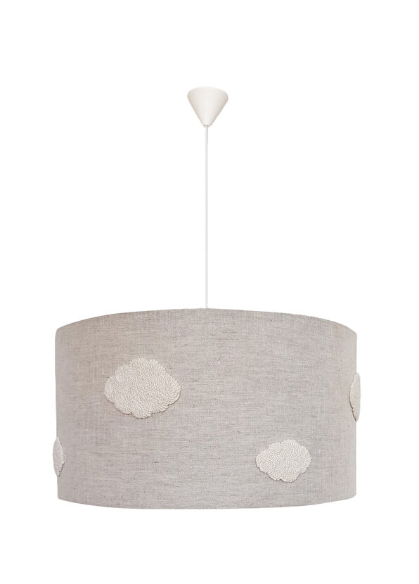 2 Stories Cloud Punch Embroidered Natural Linen Children's Room Lighting - 1