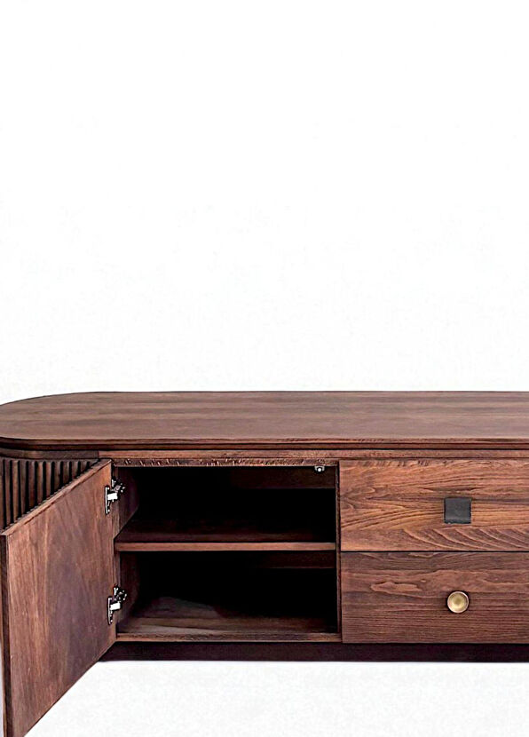 Wood Mood Works Münhani Cocoa Color Solid Wood TV Unit - 2