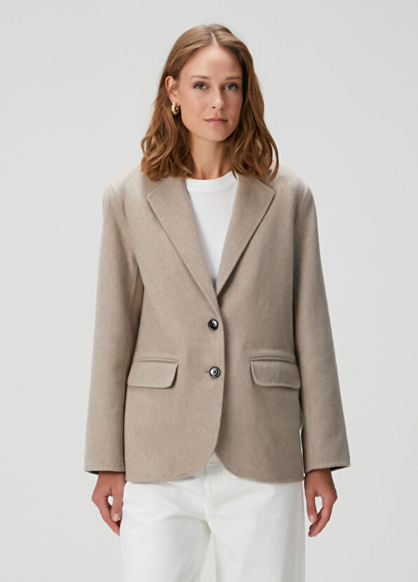Oversize Vizon Kaşmir Ceket - Görsel 3