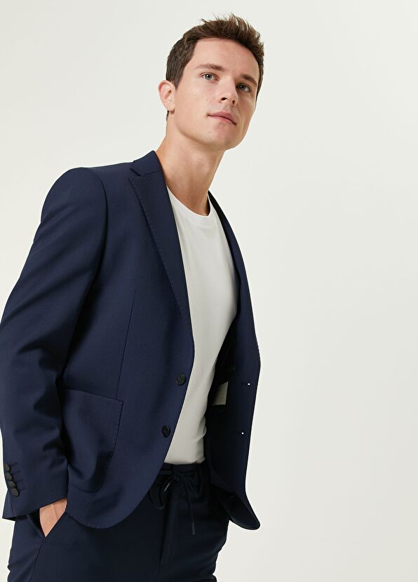 Beymen Club Slim Fit Koyu Lacivert Diyagonal Doku Takım Elbise - 2