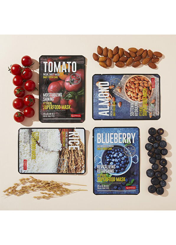 Dermal Almond Facial Sheet Mask Superfood Nemlendici ve Yumuşatıcı Badem Yüz Maskesi 5'li Set 25 gr - 2