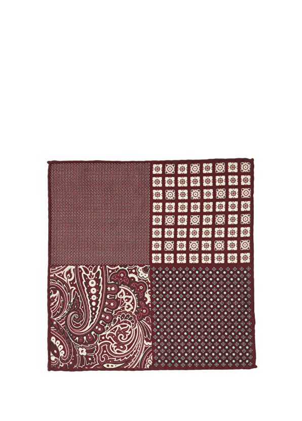 Beymen Club Bordo Desenli Yün Poşet Mendil - 1