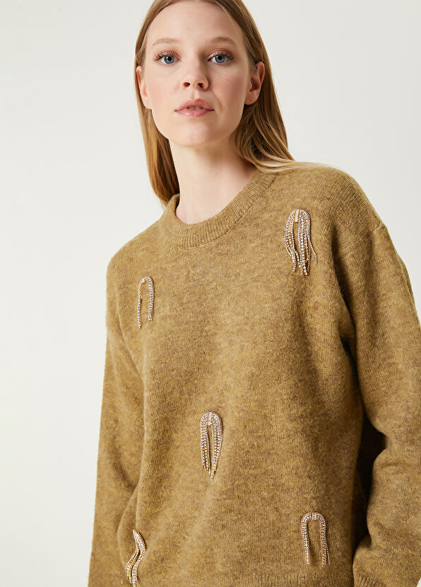 Beymen Club Oil Green Sprinkled Stone Detailed Sweater - 2