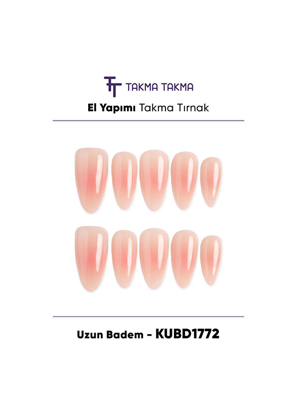 Don't Wear Don't Wear Pink Long Almond 10-Piece Prosthetic Artificial Nail KUBD1772 - 2