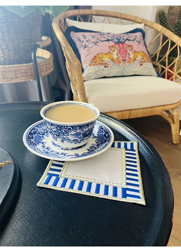 Ge Living Dekoratif Mavi Damalı 2'li Kokteyl Peçetesi - 4