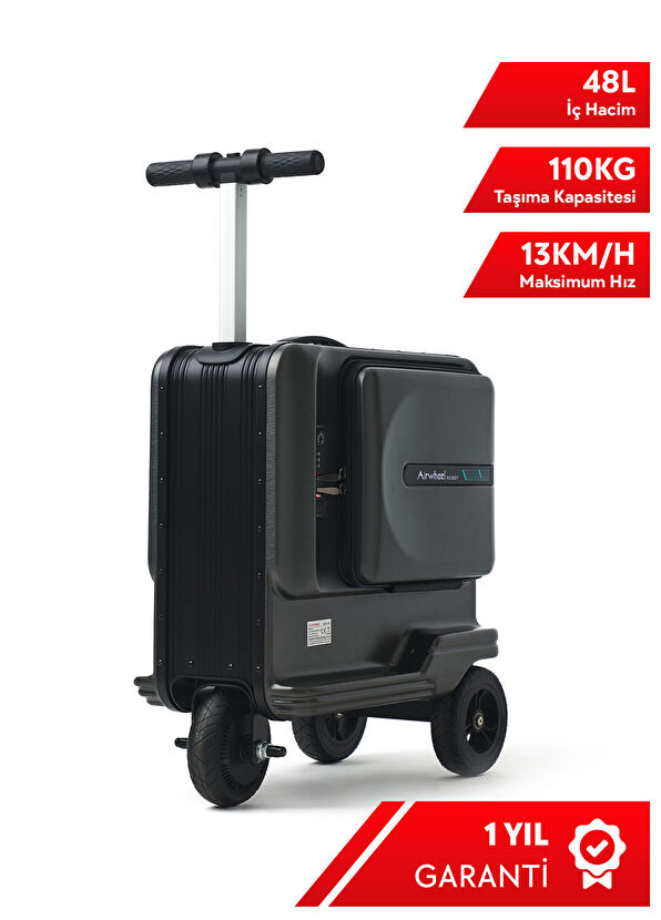 SE3T Siyah Kayıtlı Bagaj Elektrikli Binilebilir Scooter Valiz - Görsel 3