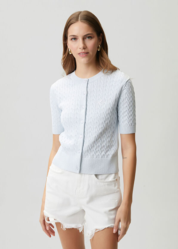 Beymen Club Blue Cable Knit Mini Cardigan - 4