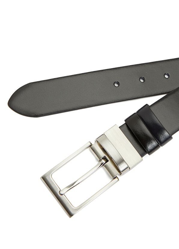 Beymen Club Siyah Lacivert Çift Taraflı Erkek Deri Kemer - 2