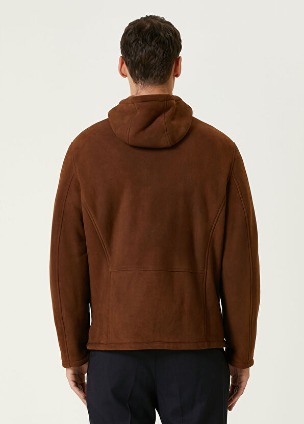 Lardini Taba Kapüşonlu Deri Mont - 4