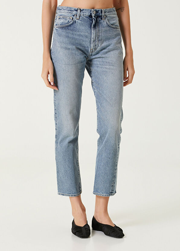 Toteme Mavi Crop Straight Jean Pantolon - 2