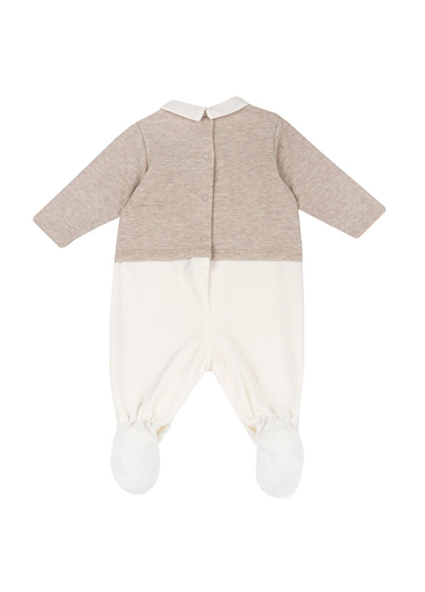 Chicco Cream Colored Cotton Baby Boy Jumpsuit - 2