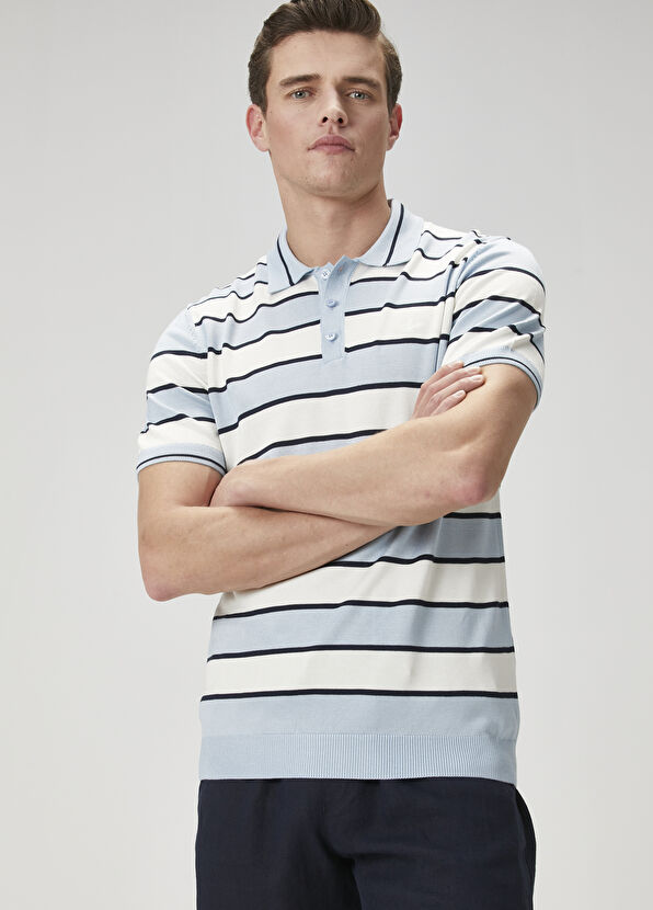 Beymen Club Blue Short Sleeve Polo Sweater - 2