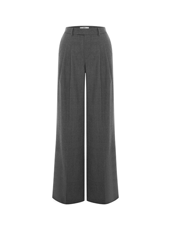 Rawe Palma Gri Yün Bol Paça Kadın Pantolon - 1