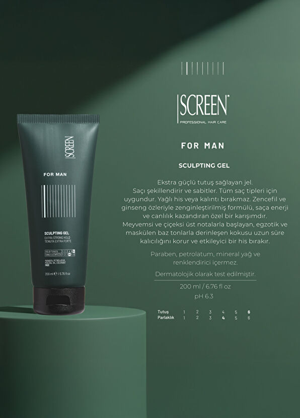 Screen Hair Care For Man Sculpting Hair Styling Gel 200 ml - 2