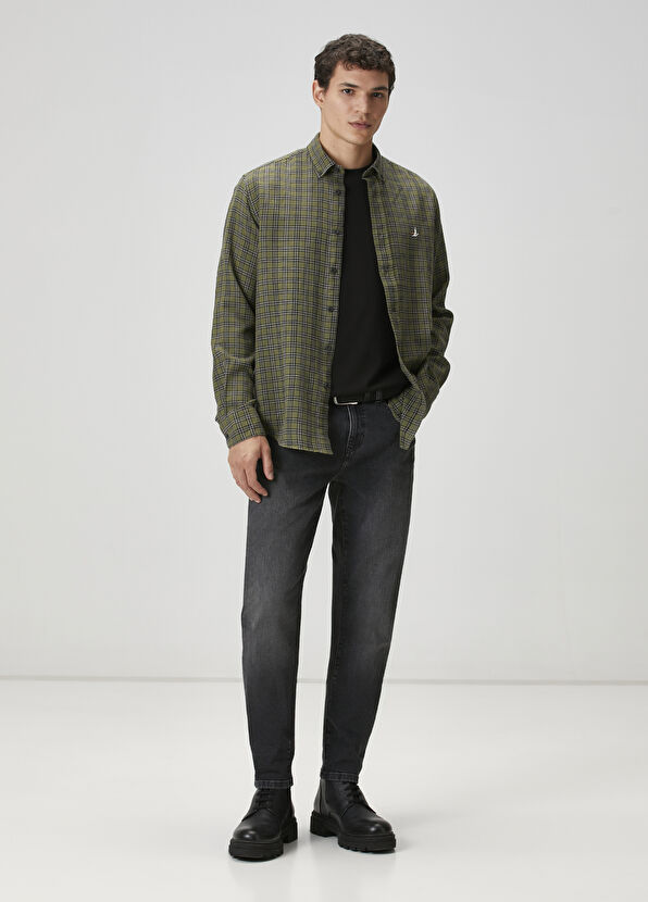 Beymen Club Comfort Fit Haki Mini Ekose Desenli Gömlek - 3