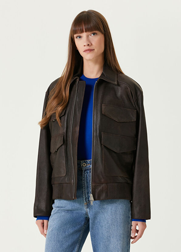 Academia Kahverengi Deri Ceket - 1