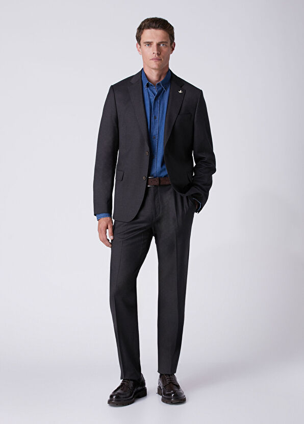 Beymen Club Dark Brown Elastane Flannel Wool Suit - 1