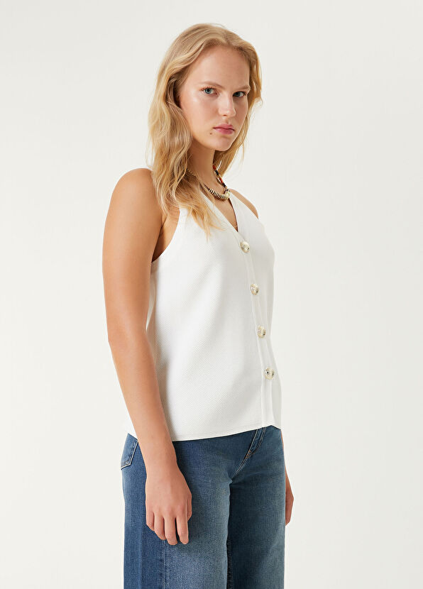 Beymen Club Off-White Gold Buttoned Knit Cardigan - 3