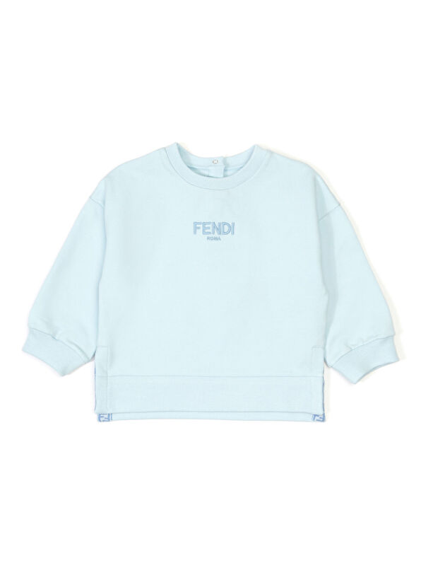 Fendi Açık Mavi Logolu Erkek Bebek Sweatshirt - 1