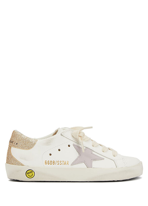 Golden Goose Super-Star Beyaz Lila Kız Çocuk Deri Sneaker - 1