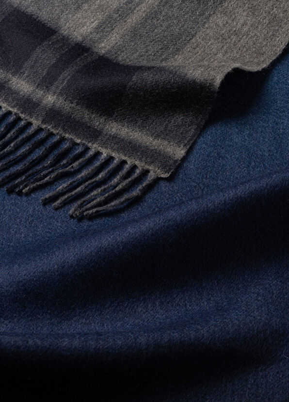 Begg&Co Lacivert Gri Erkek Kaşmir Atkı - 2