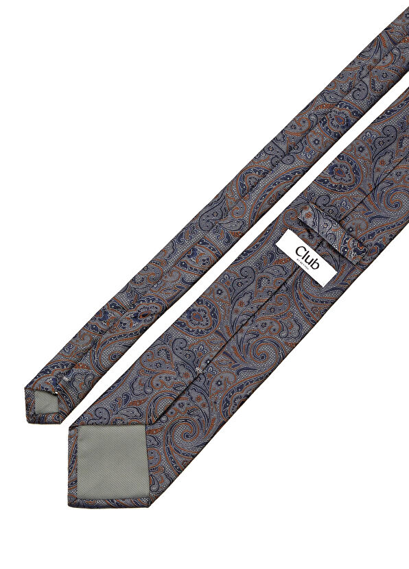 Beymen Club Grey Paisley Patterned Silk Tie - 2