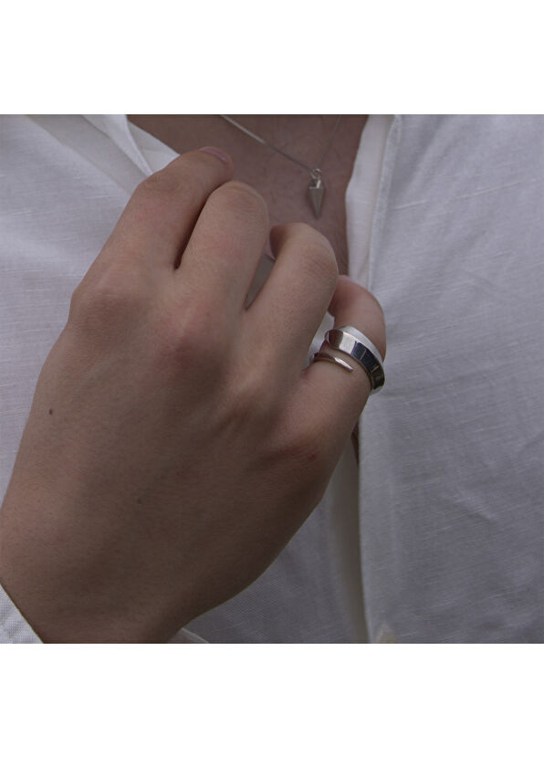 Mishka Fluid Kumlamalı Yılan 925 Ayar Gümüş Unisex Yüzük - 3