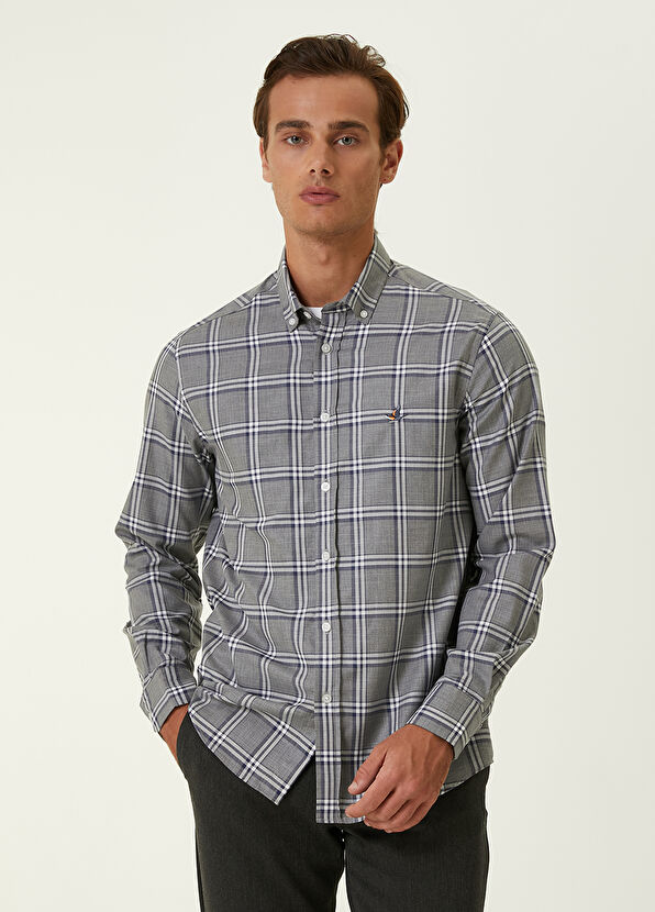 Beymen Club Comfort Fit Gri Ekose Desenli Gömlek - 1