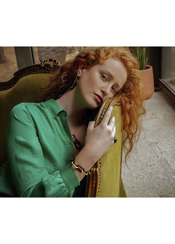 Lalique Costume Jewellery Empreinte Animale Yellow & Black 18 Ayar Altın Kaplama Zincir Kristal Unisex Bileklik - 4