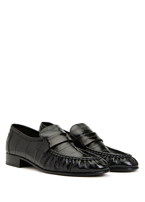 Siyah Kadın Deri Loafer - Görsel 4