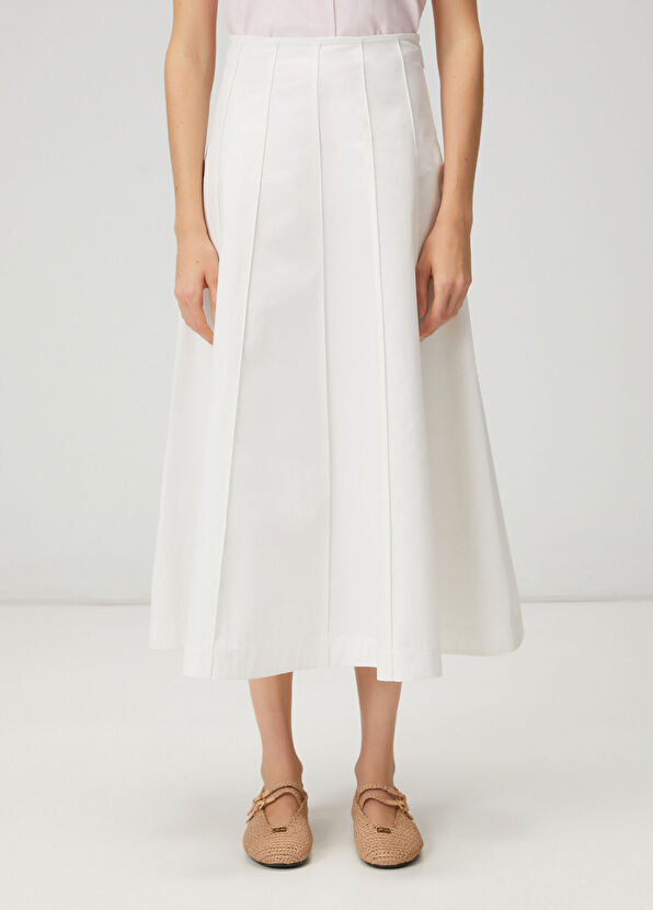 Beymen Club Kırık Beyaz Nervürlü Midi Kloş Etek - 3