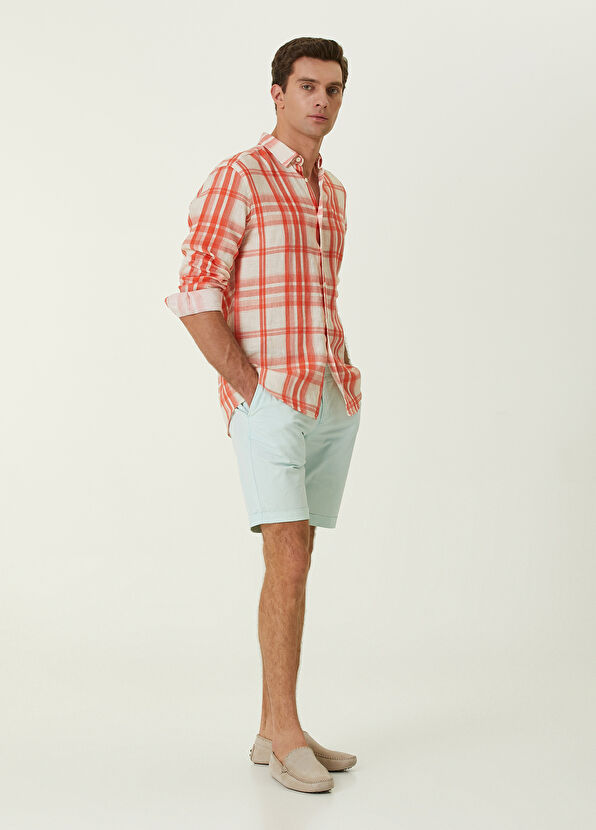 Beymen Club Slim Fit Turkuaz Twill Şort - 1